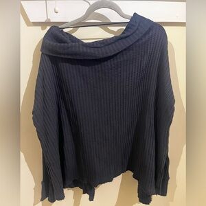 Free People Black Cowl Neck , off the shoulder Sweater